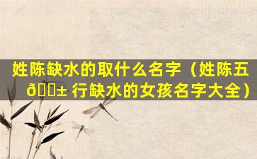 姓陈缺水的取什么名字（姓陈五 🐱 行缺水的女孩名字大全）